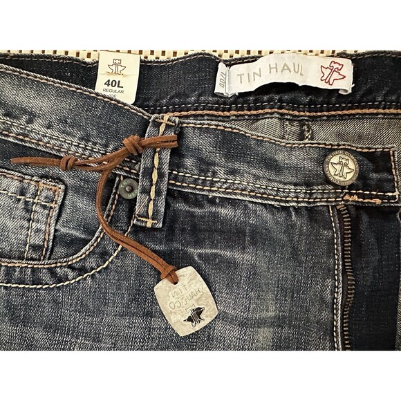 NWT Mens Tin Haul JEANS Mens Size 40 Regular Joe Bootcut Short Hemmed Distressed - Picture 3 of 8